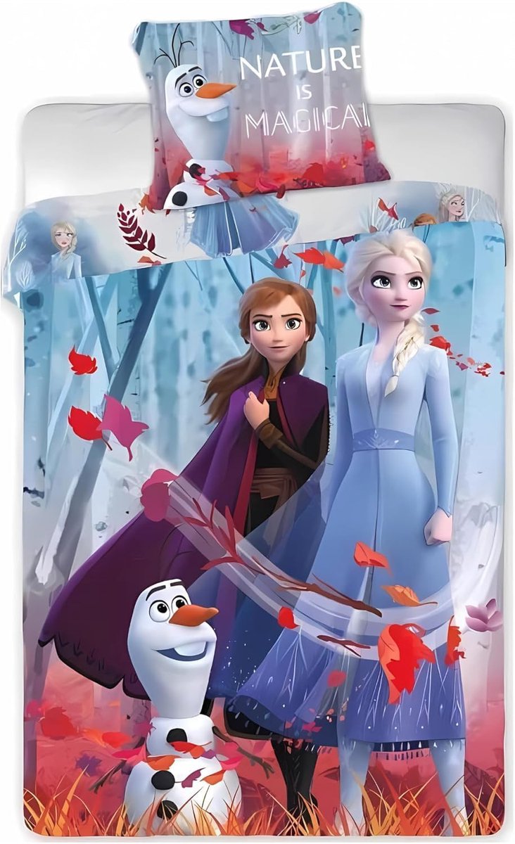 SnelShoppen - Anemone Frozen Microfibre Dekbedovertrek Set 140x200 cm + Kussensloop 63x63 cm - 100% Katoen - Magische Frozen Bedlinnen voor Kinderen -