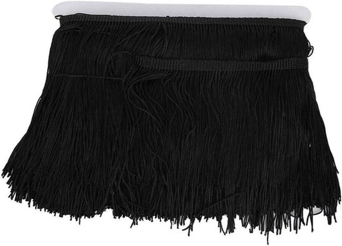 Franjeband 10 yard - 14 cm breedte - Polyester kwastje franje - DIY Latijnse jurk accessoires - Gordijn - Zwart