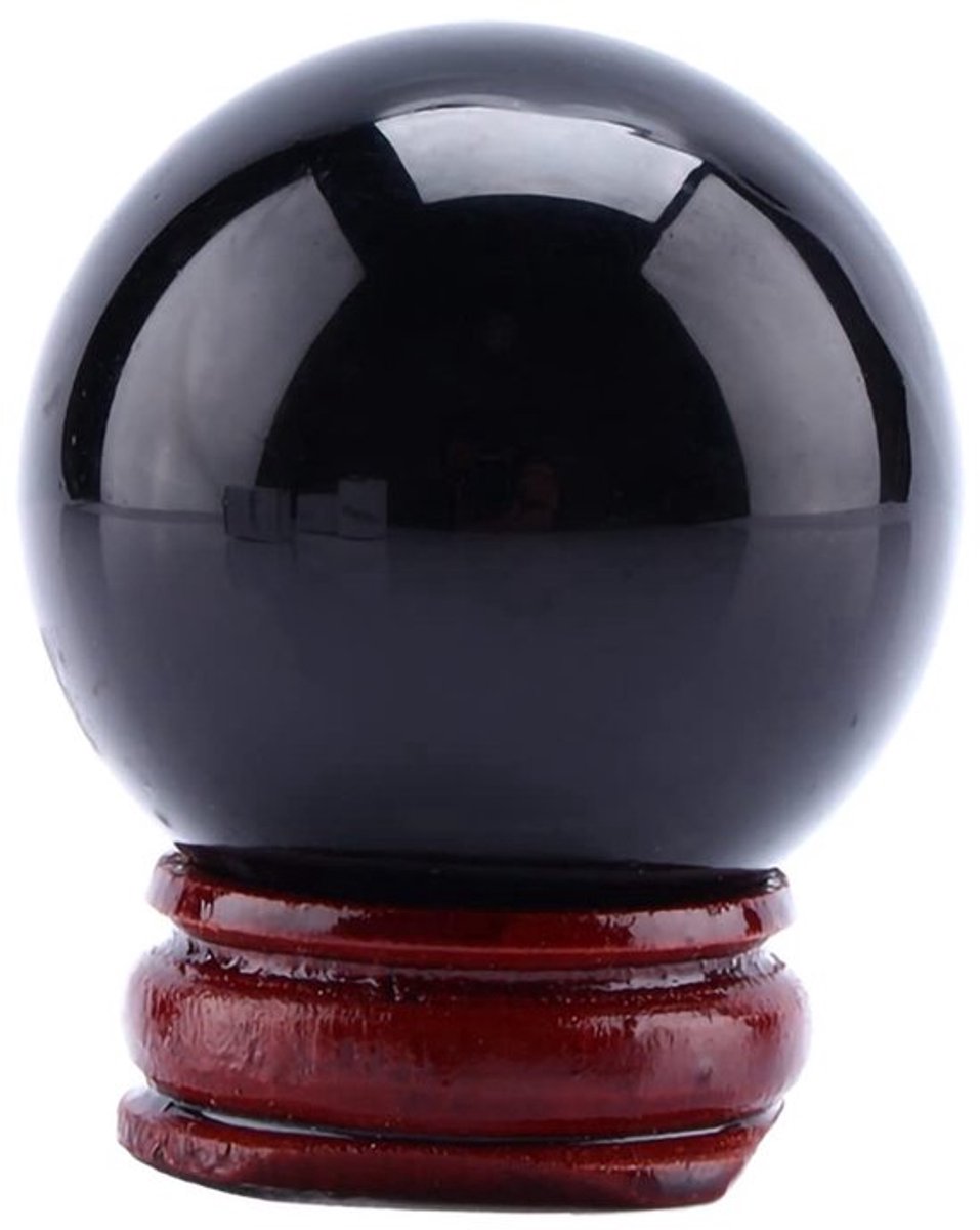 Kristallen Bol 40mm - Zwart Kristal - Helende Bal - Hoogwaardige Glazen Bal - Inclusief Stand - Bescherming - Healing Sphere