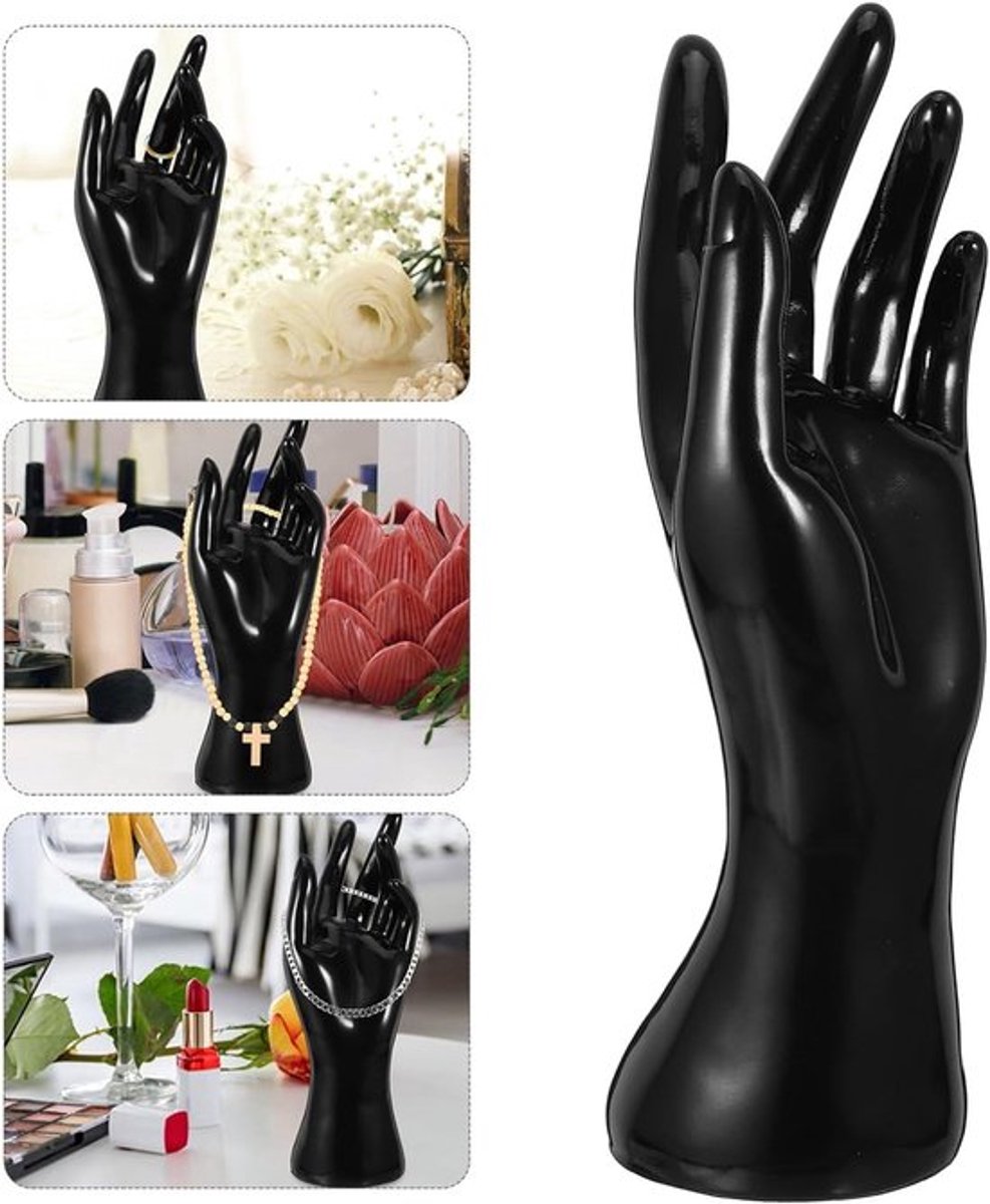 Zwarte sieraden display handen voor ringen, horloges en armbanden – ideaal voor winkels en beurzen (22 x 8 cm)