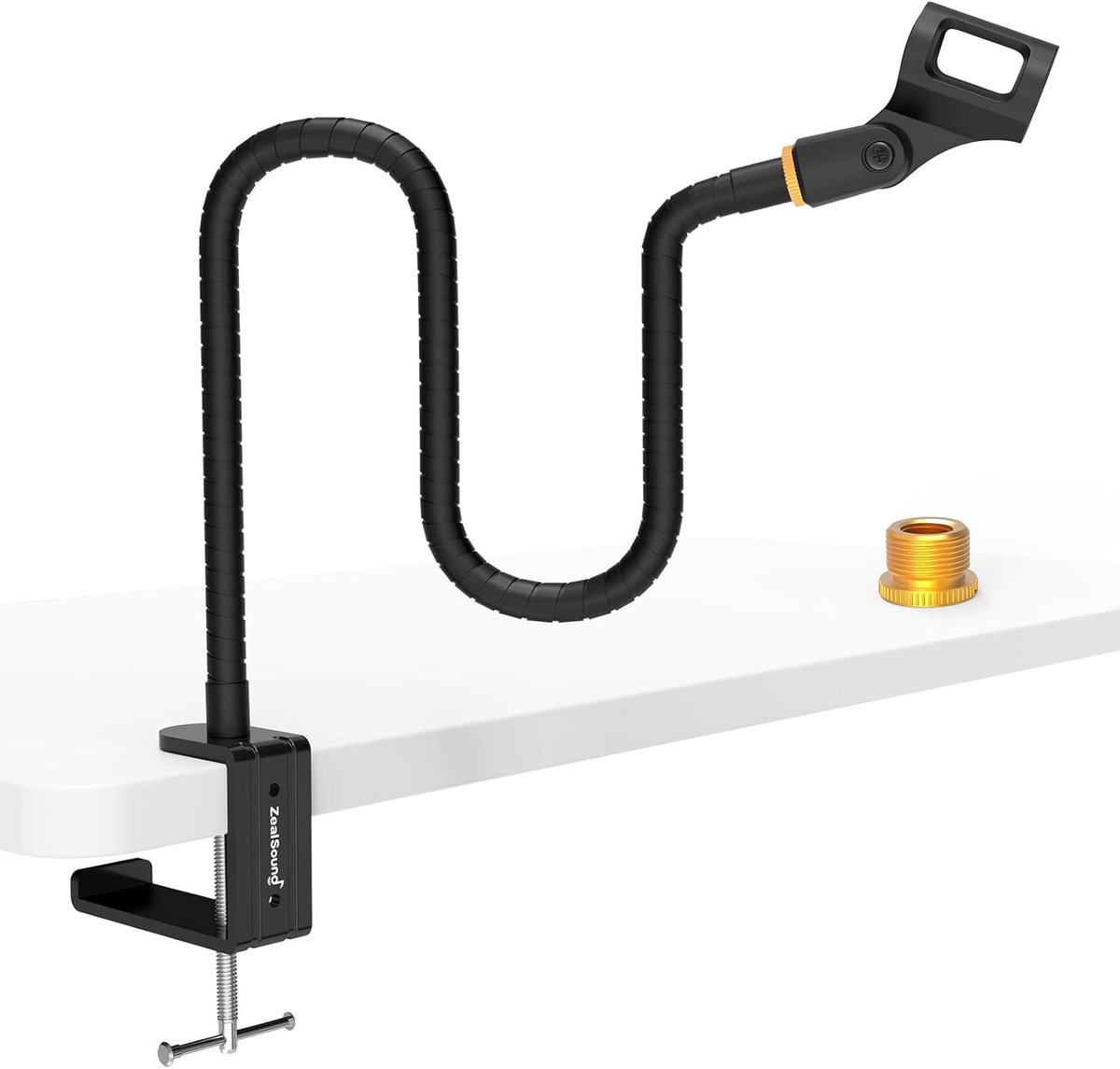 SnelShoppen - ZealSound Microfoon Arm Stand - Flexibele Gooseneck Microfoonhouder - Compact Tafel Microfoonstandaard met Microfoonclip en 5/8" Adapter