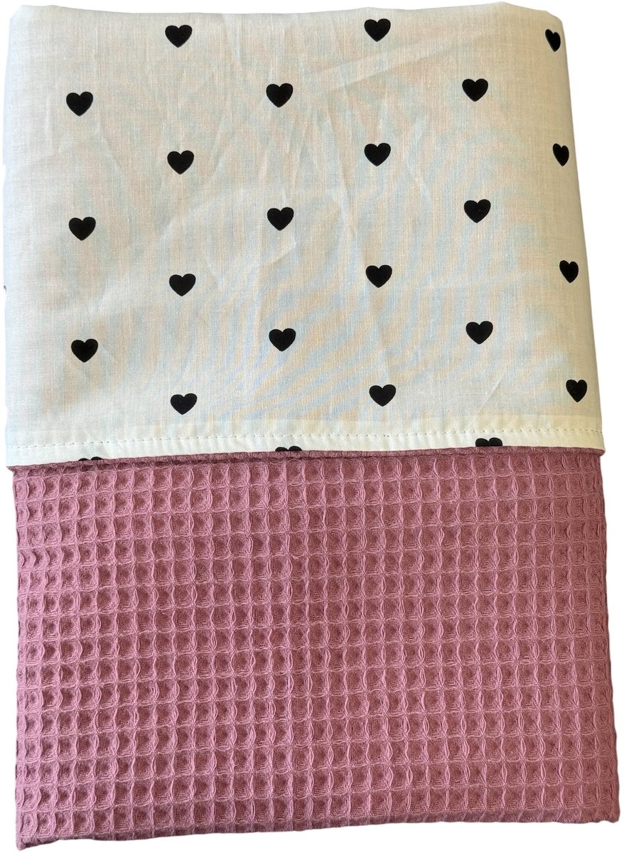 Baby deken kinderwagen deken wieg deken mauve hartjes 60 x 90 cm