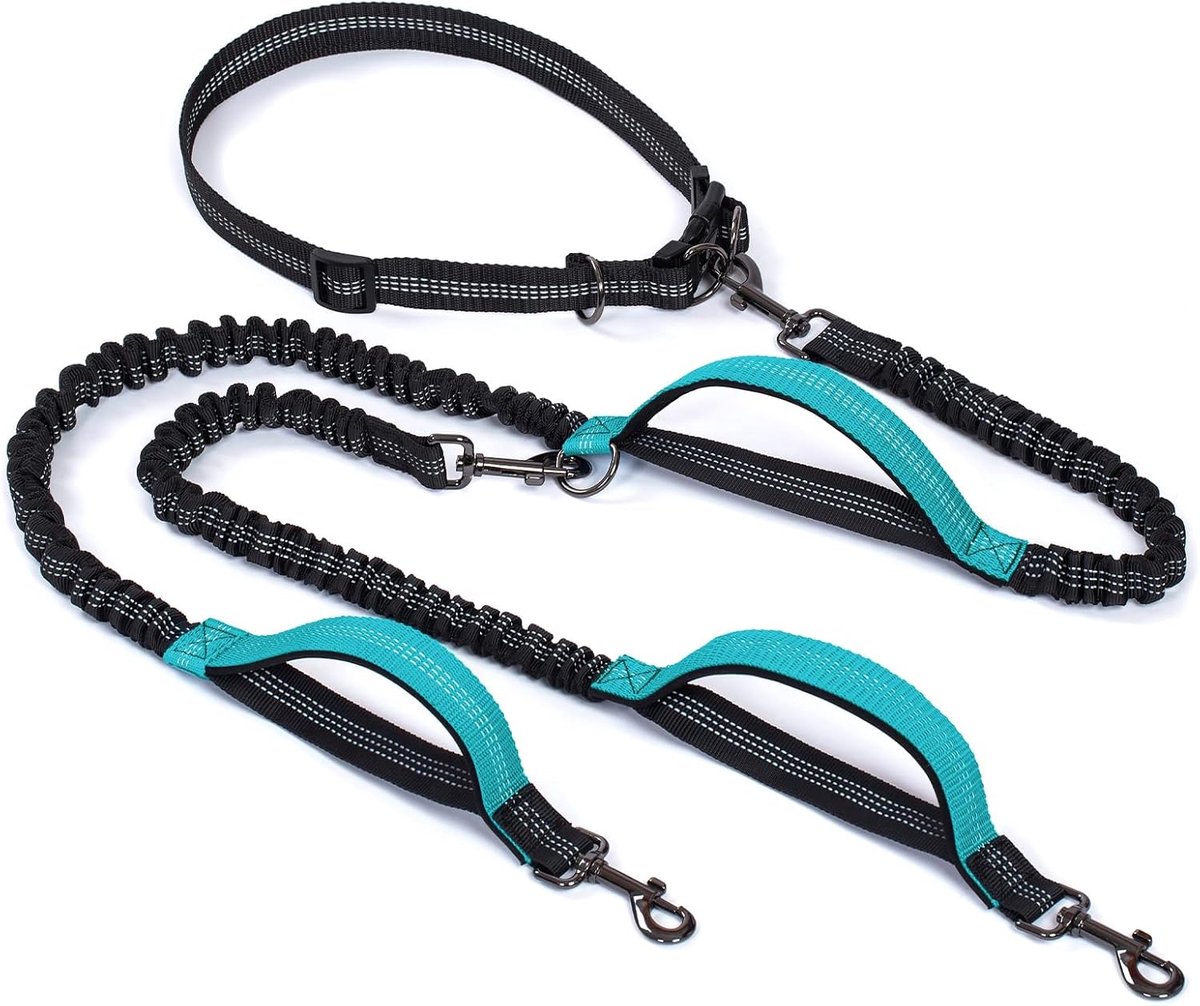 SnelShoppen - Dog Jogging Lead - Dubbele Hondenlijn voor Twee Honden - Elastische en Reflecterende Dubbele Leashes voor Middelgrote en Grote Honden -