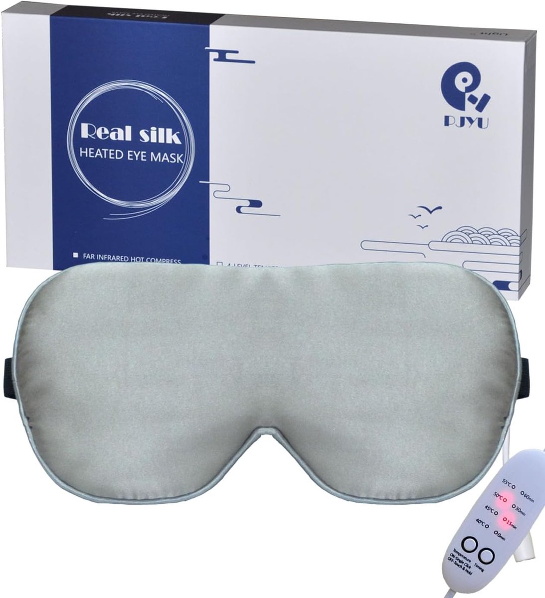 Thijox - Verwarmd Zijden Oogmasker - Warm Kompres voor Gezwollen Ogen, Droge Ogen, Blefaritis, Vermoeidheid, Styes, MGD - Grijs - Slimme Temperatuurre
