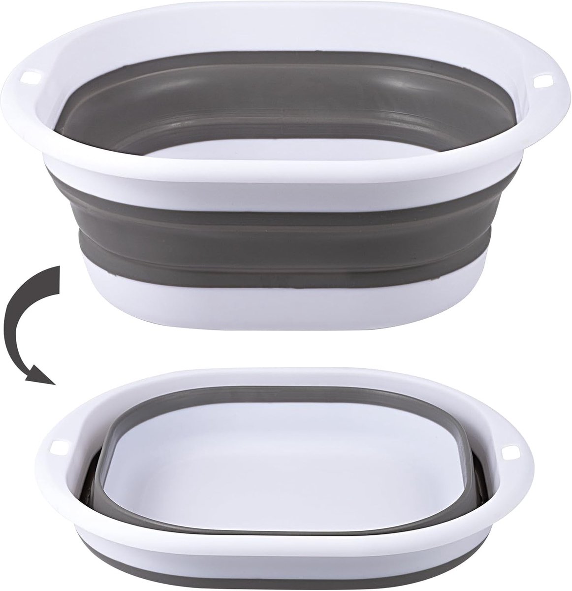SnelShoppen - Opvouwbare Wasbak 2.7L - Vouwbare Waskom - Draagbare Camping Kom - Ruimtebesparende Wastafel voor Camping, Keuken en Thuis (Grijs)