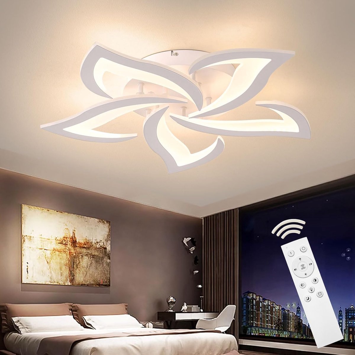 Thijox - LED Plafondlamp Dimbaar 40-80W met Afstandsbediening en App, Kleurverandering, Moderne Woonkamerlamp, Plafondlicht voor Slaapkamer en Woonkam