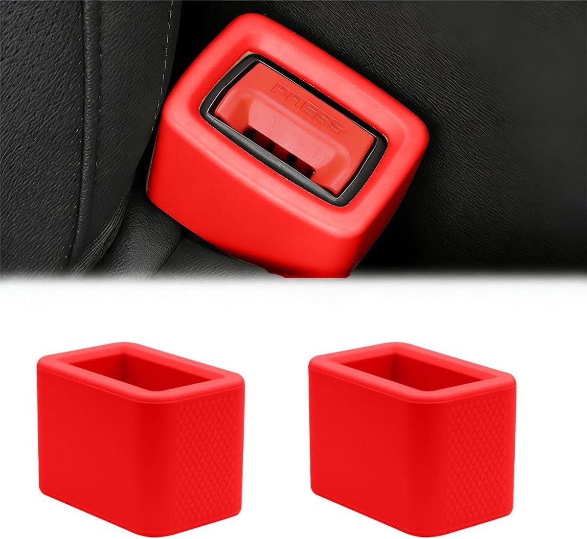SnelShoppen - Pack van 2 Autogordelhouder Silicone - Eenvoudige Bevestiging - Rood - Veiligheid voor Kinderen en Volwassenen