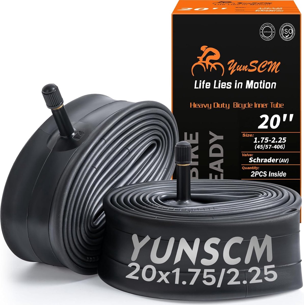 SnelShoppen - 2Pcs 20 Inch Fietsbinnenbanden - 45/57-406 Heavy Duty Binnenband 20x1.75/1.95/2.125/2.25 AV32mm Ventiel voor Fiets, Duurzaam en Betrouwb