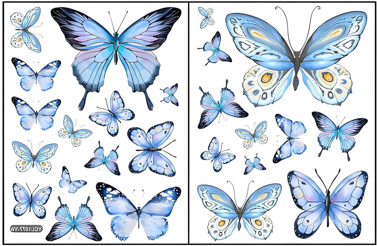 25 Stuks Fosforescerende 3D Vlinder Muurstickers voor Kinderen, Afneembare Decoratie, Blau