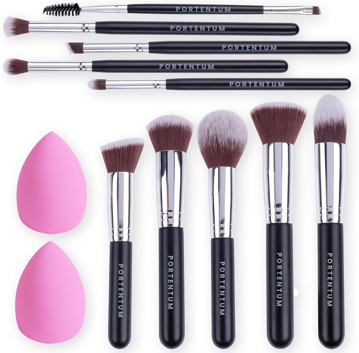 Thijox - Make-up kwastenset 12-delig, premium synthetische kwasten voor foundation, poeder, rouge, oogschaduw, inclusief spons en blender voor perfect