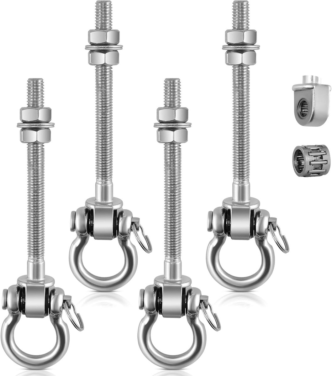 SnelShoppen - Heavy Duty Swing Hangers met Kogellagers, Set van 4, RVS Swingbeugels voor Tuin en Speeltuin, Stille Draaikoppelingen, 680 kg Draagvermo