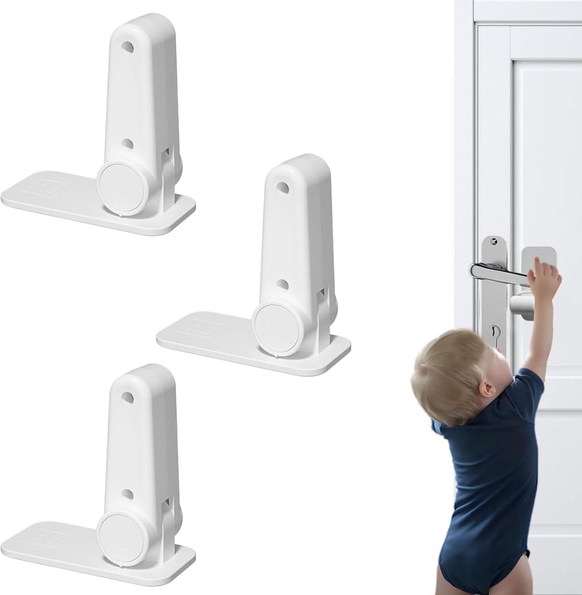 SnelShoppen - 3-delig Kinderbeveiligingsslot - Huisdierveiligheidsslot voor Deurgreep - Eenvoudig te Bedienen, Geen Gereedschap Nodig, Veilig ABS, Kin