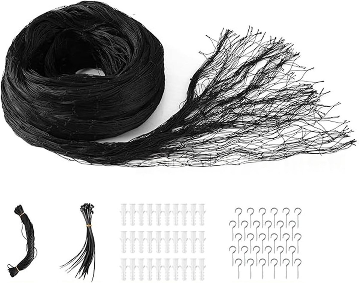SnelShoppen - Kattennet voor Balkon 3x4m - Robuust en Krasbestendig Nylon - Duurzaam Versterkt Kattenbeschermingsnet voor Balkon, Trap, Raam, Tuin (Zw