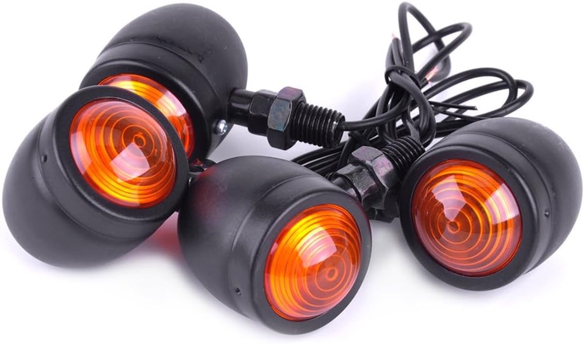 SnelShoppen - Pack van 4 Universele Motor Indicatoren 12V Halogeen Lampen - Waterproof Scooter Quad Cruiser Off-Road - Superhelder en Eenvoudige Insta