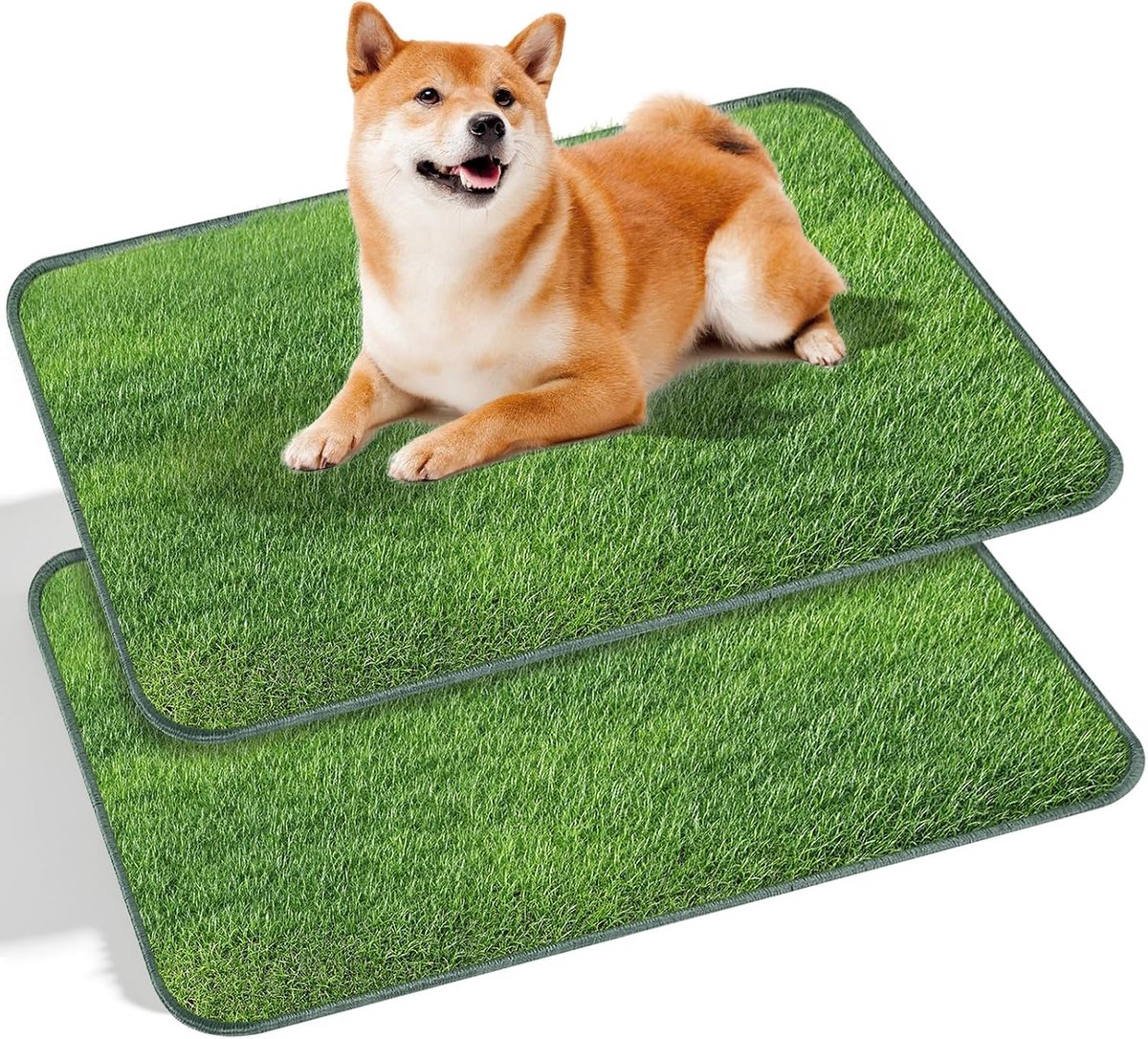 SnelShoppen - 2 Stuks Kunstgras Hondentoilet - Wasbaar Puppytoilet 58,5 x 46 cm - Reservegras voor Training, Balkon & Thuis - Realistisch Gazontapijt