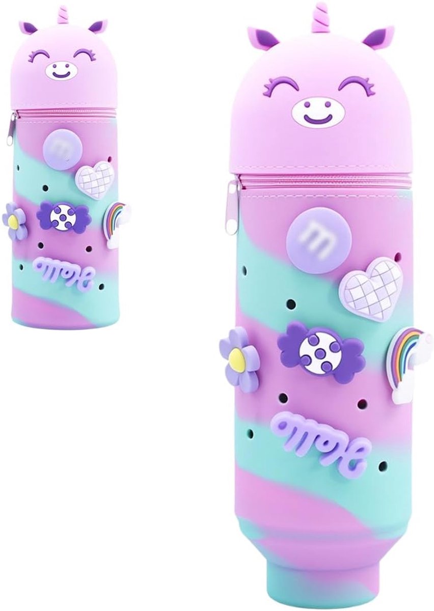 Thijox - Eenhoorn Etui Meisjes - Siliconen Pennenhouder Kawaii - Telescopisch Schrijfmateriaal - Doe-Het-Zelf Eenhoorn Cadeau voor Kinderen en Student