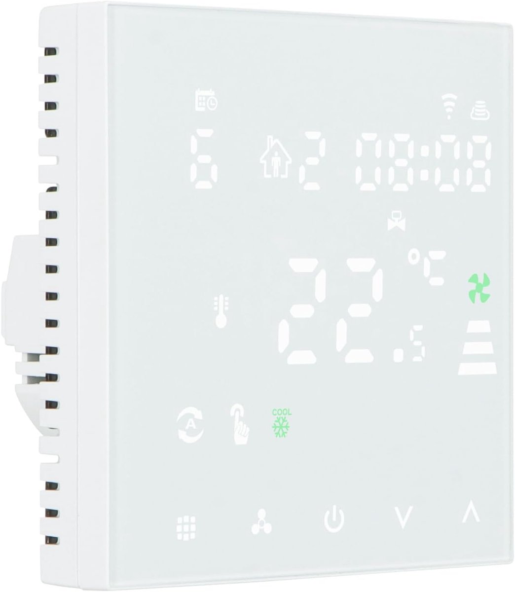 SnelShoppen - WiFi Smart Thermostat voor Vloerverwarming, Ondersteunt Alexa en Google Home, App bediening, 230V Max 3A, Wit, Slimme Thuisoplossing