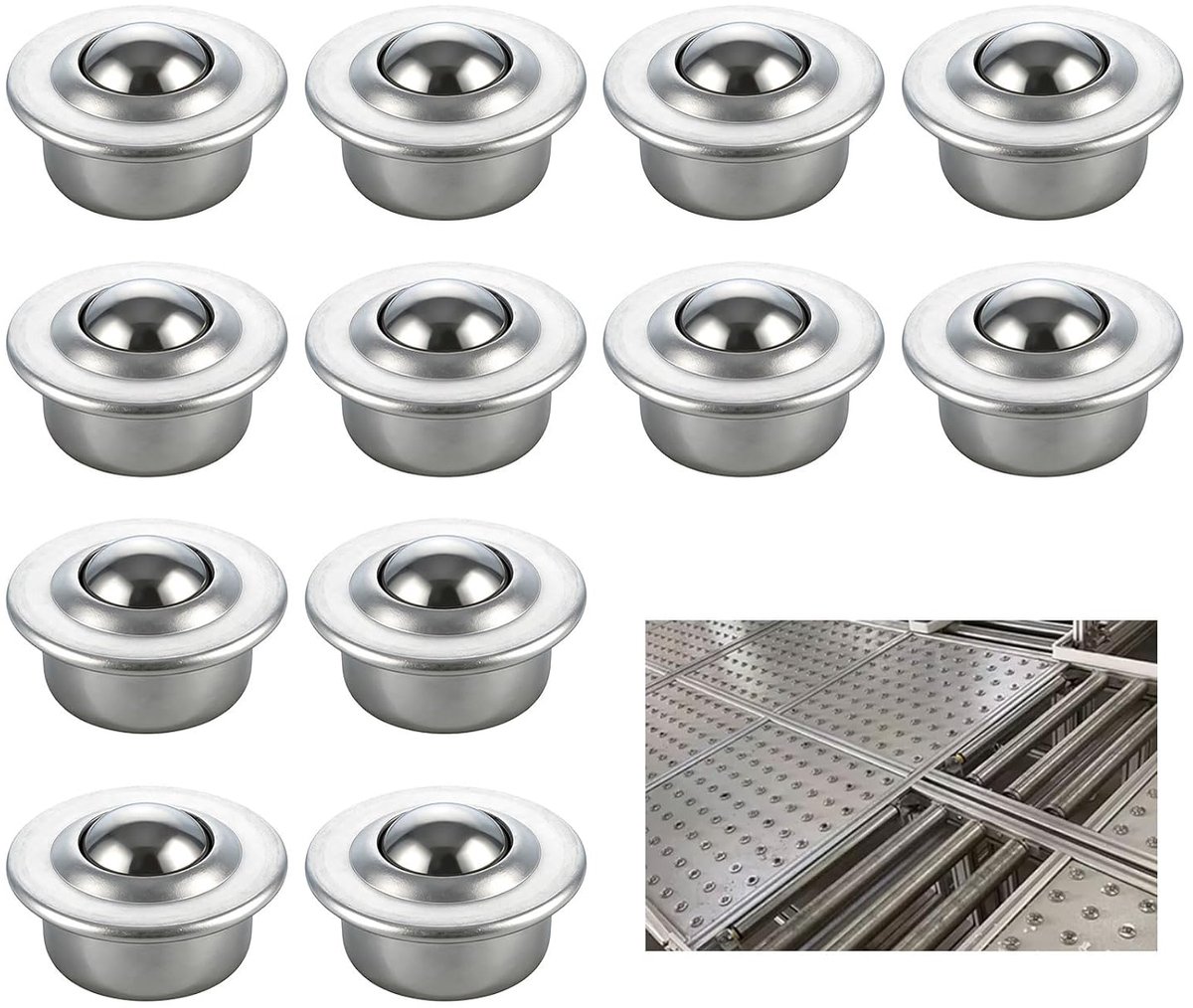SnelShoppen - 12 Stuks Carbon Staal Bal Rollen, Universele Metaal Kogel Lagertjes, 15 mm Ballen Wielen met Stalen Kogel Lagertjes, Zware Duurzame 360°