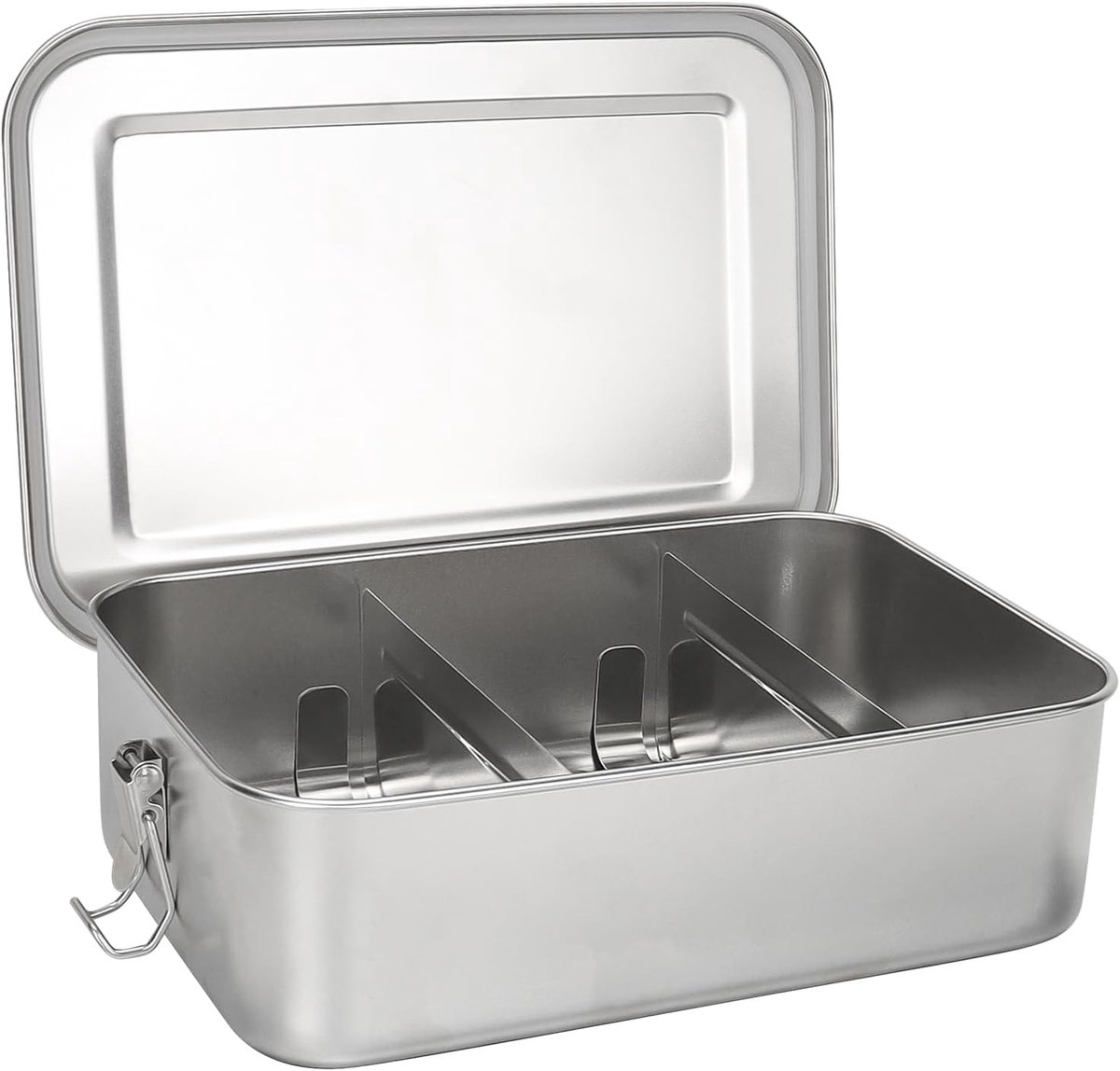 SnelShoppen - 2400ml RVS Lunch Box - Waterdichte Bento Box met Compartimenten en Sluitingen - Duurzaam en Milieuvriendelijk - BPA-vrij voor School, We