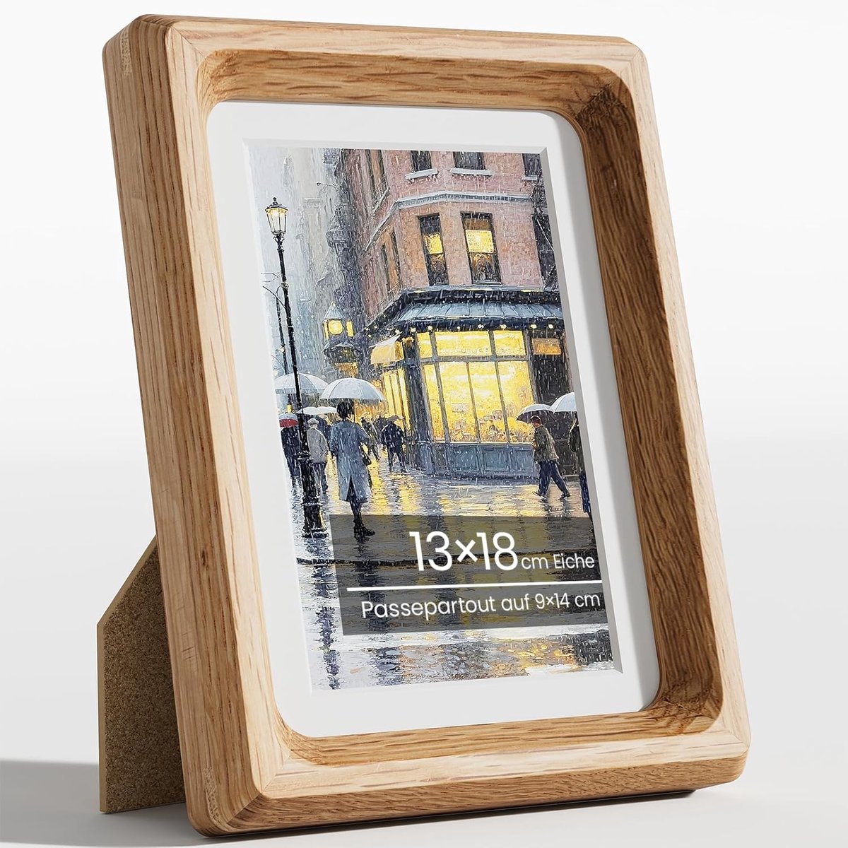 SnelShoppen - 13x18 cm Foto Lijst Natural Oak Hout - Handgemaakte Fotolijst met Rondingen, Tempered Glass, Perfect voor Wand of Tafeldisplay - Uniek D