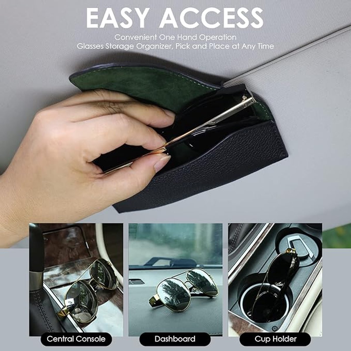 Zonnebrilhouder voor autovizier, lederen autobrilhouder clip, vizieraccessoires brillenhouder