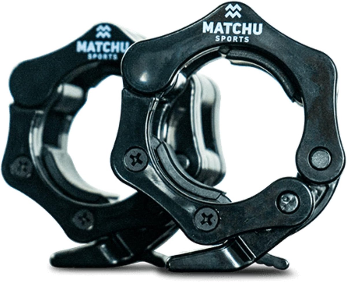 SnelShoppen - Barbell Collars Set Van 2 - 50 MM - Octagonaal Ontwerp - Kliksysteem - RVS - Zwart - Voor Olympische Halters