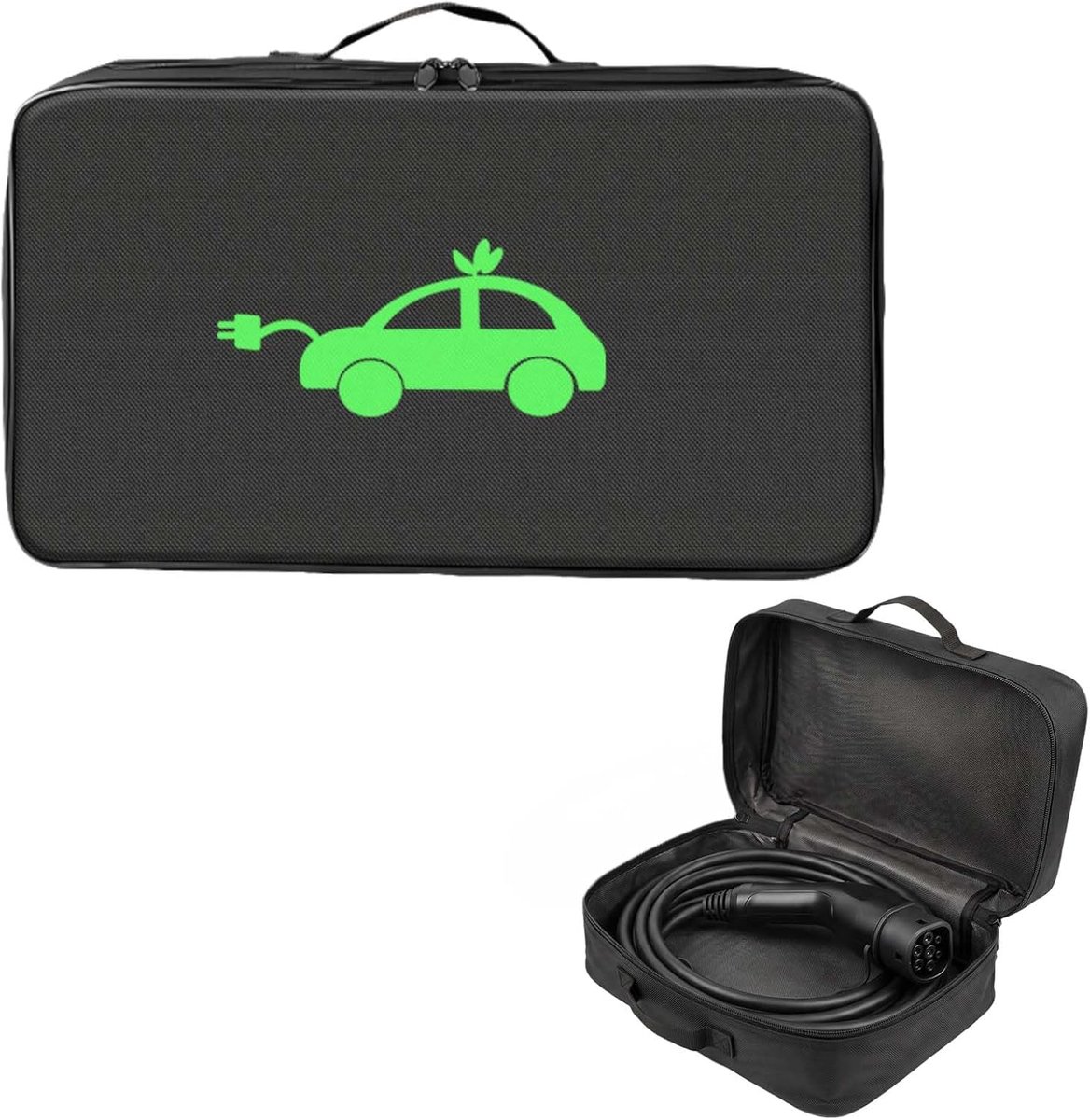 SnelShoppen - Zwarte Kabeltas voor Oplaadkabels, Waterdichte Kabelorganizer, Klein, Ideaal voor EV-kabels, Kofferbaktas voor Verlengkabels, Hoogwaardi