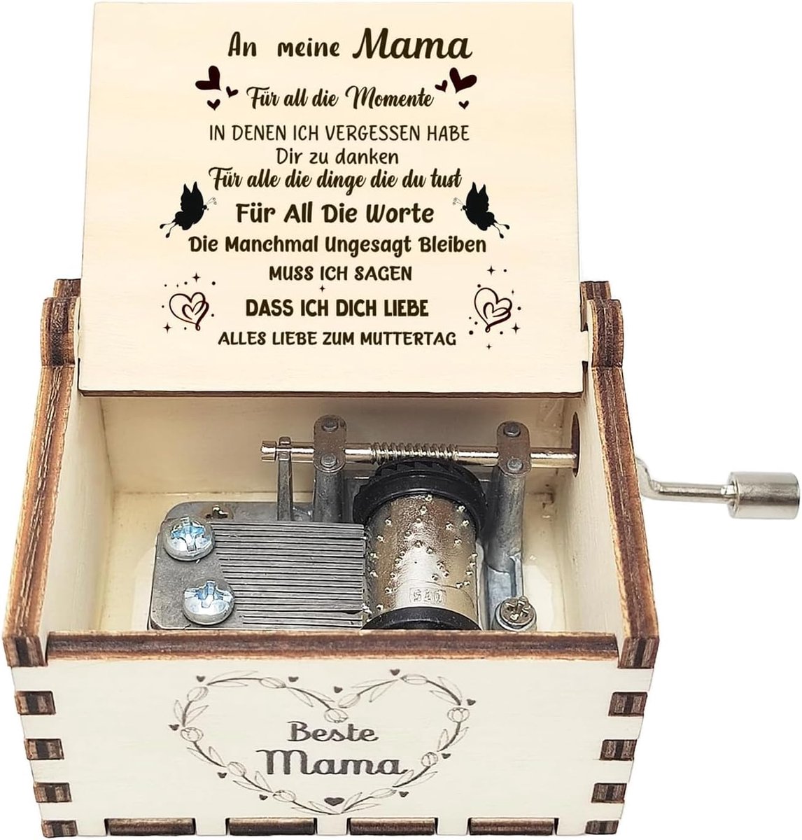 SnelShoppen - Houten Muziekdoos voor Moeder, Handmatige Crank, DASS ich Dich Liebe Muziekdoos, Ideaal voor Moederdag, Verjaardag en Valentijnsdag