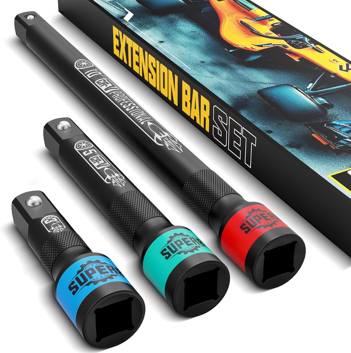 SnelShoppen - 3-delige Verlengset 1/2" Steeksleutel Verlengstukken van Chrome Vanadium Staal - 75mm, 125mm, 250mm - Hoogwaardige Ratchet Verlengstukke