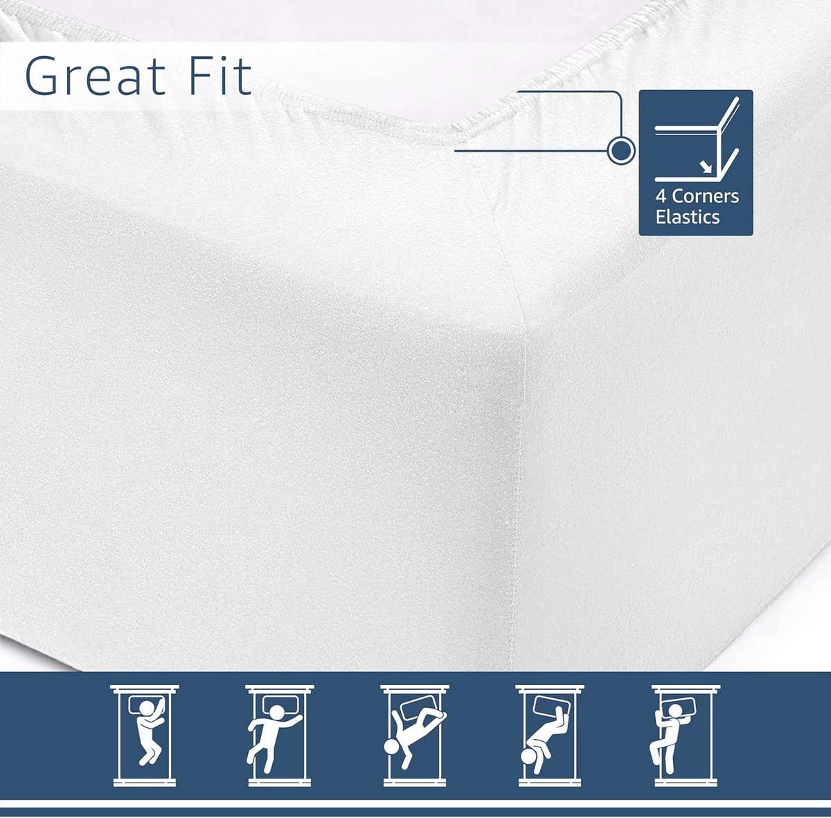 SnelShoppen - Fitted Sheet 200x200 cm, 50 cm Diep, 100% Katoen, Wit - Perfect voor een Comfortabele Slaap, Ademend en Zacht