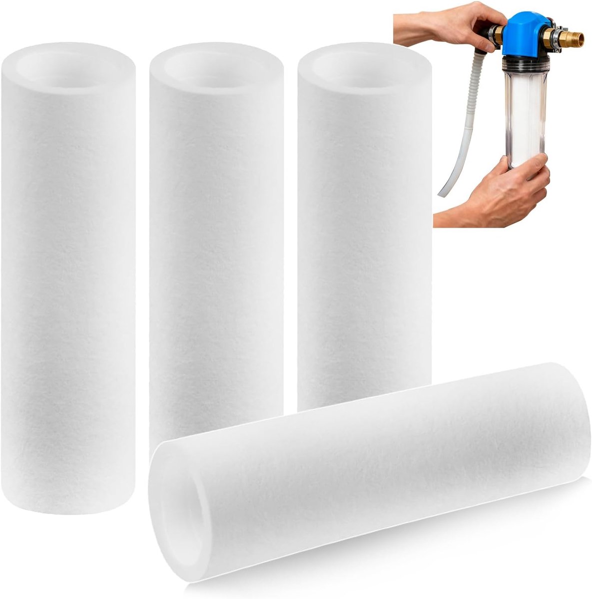 SnelShoppen - 4 Stuks Vervangfilters 80µm voor Waterfilter, Compatibel met Diverse Systemen, Ideaal voor Huishoudens en Kantoors, Hoogwaardige Materia