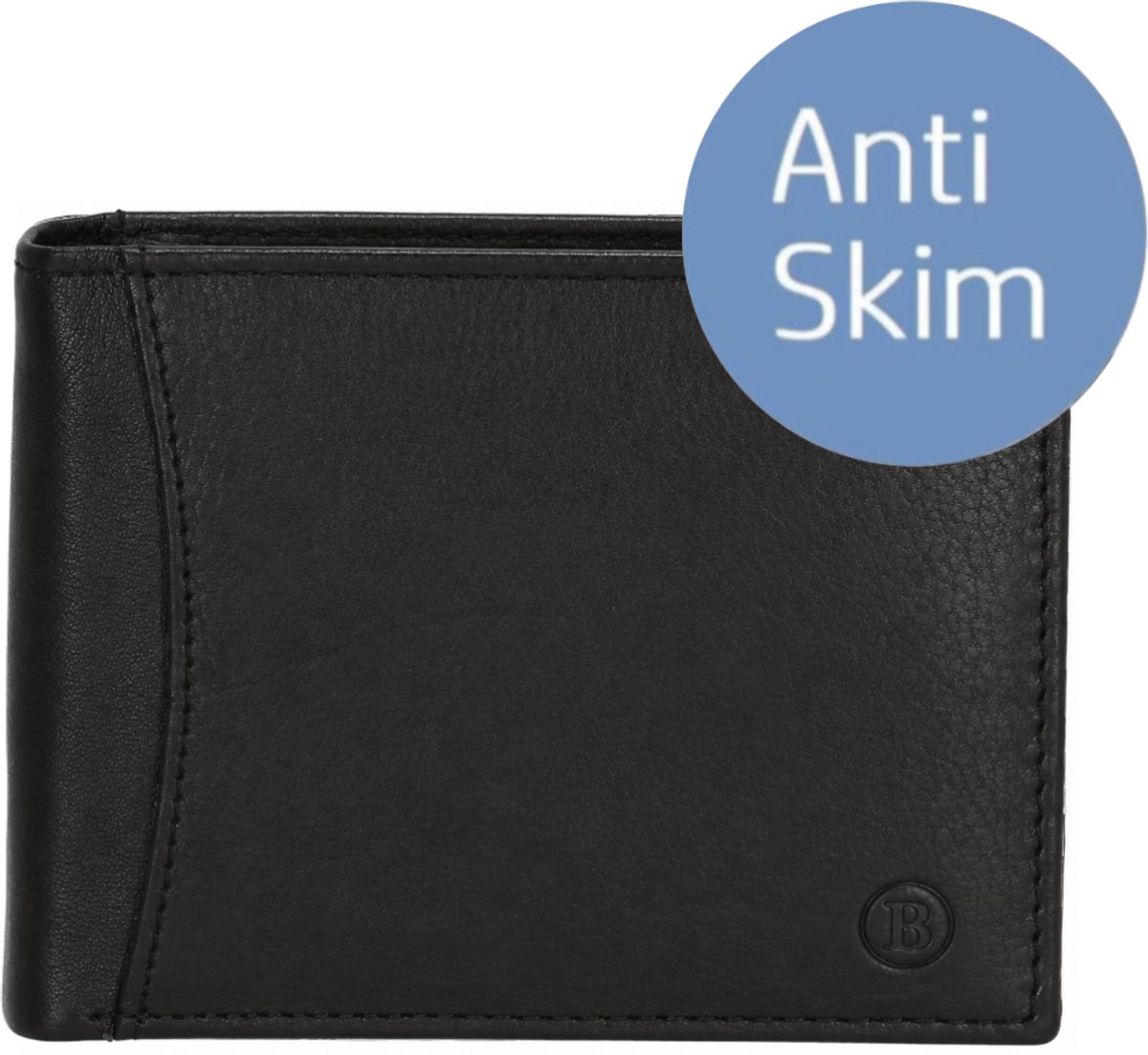 Zwarte Heren Portemonnee - Billfold -10 pasjes - Anti-Skim