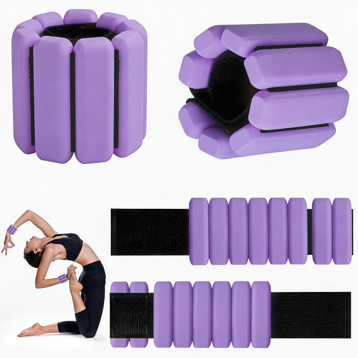 Verstelbare gewichtsmanchetten set van 2, 2,5 kg per stuk, ideaal voor yoga, pilates en cardio training, perfect voor wandelen en joggen