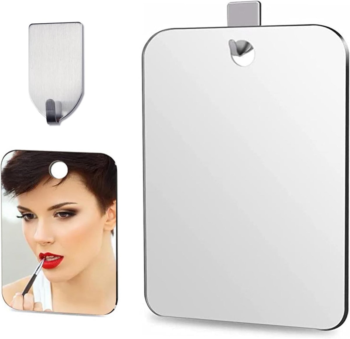 Antivries Douche Spiegel, Scheerspiegel, Make-up Spiegel, Anti-condens Spiegel met Haak voor Badkamer, Gym of Vakantiegebruik
