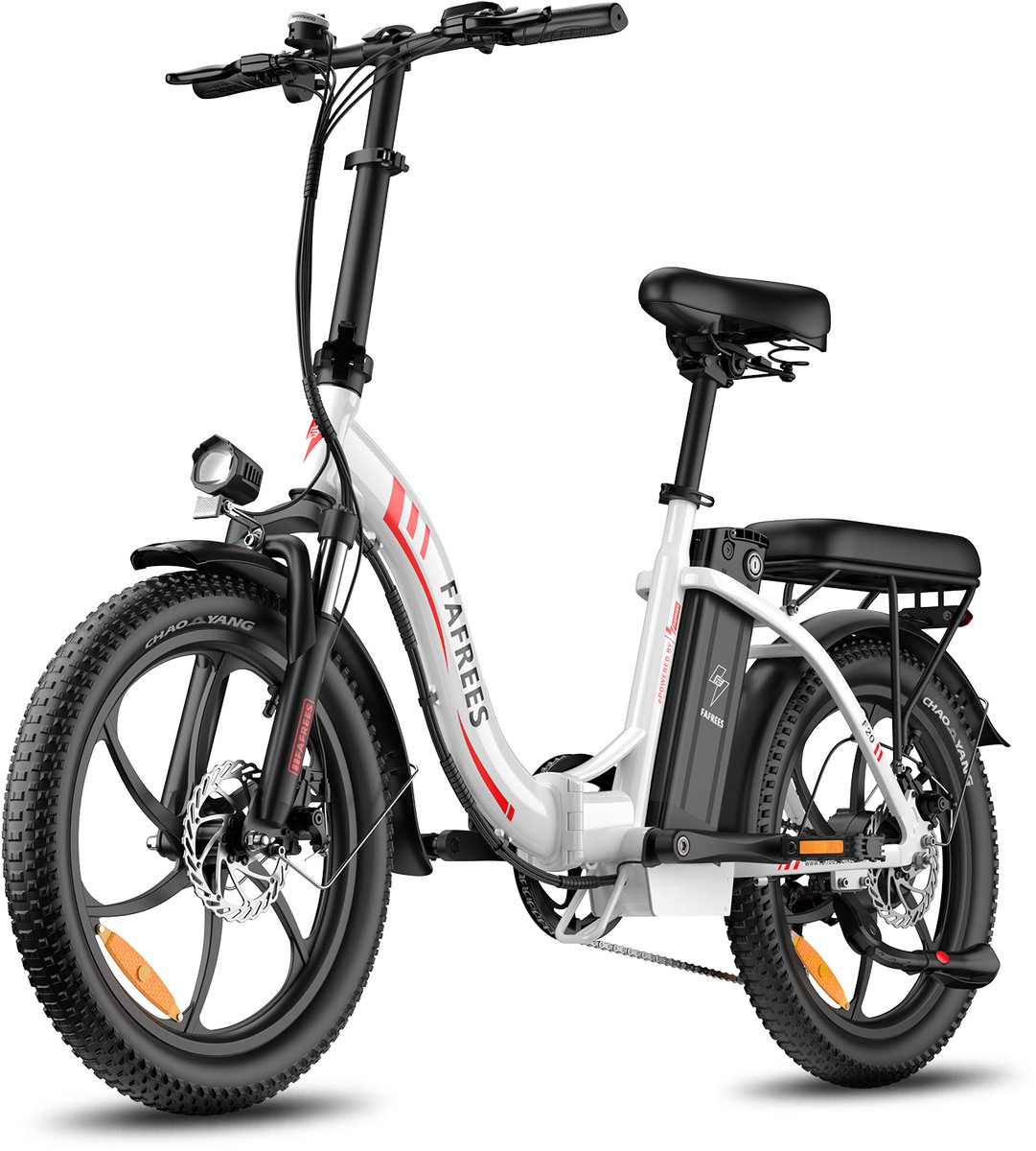 Fafrees F20 Elektrische Vouwfiets - E-Bike - 20 x 3.0 Inch Dikke Banden - 36V 18Ah Lithium Accu - 250 W Motor - 25 km/u - Maximaal bereik 130 km - Shimano 7 versnellingen - 20 Inch opvouwbare City Commuter E-Bike - Wit thumbnail 2