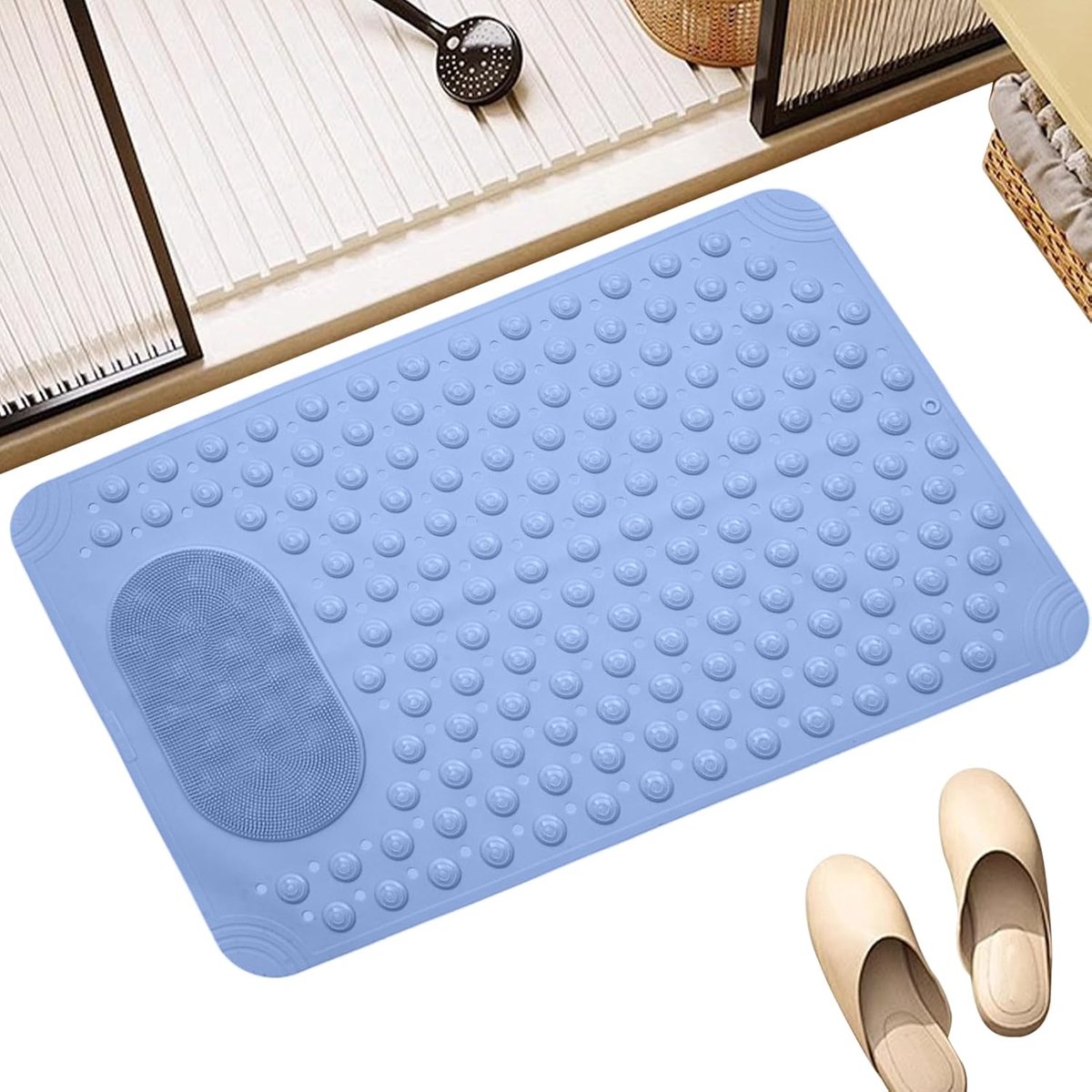 KZQ Antislipmat voor de badkamer - Waterdichte en antislip badmat met sterke zuignappen, wasbaar - Geschikt voor badkamers, douches, spa's en badkuipen - 50 x 80 cm