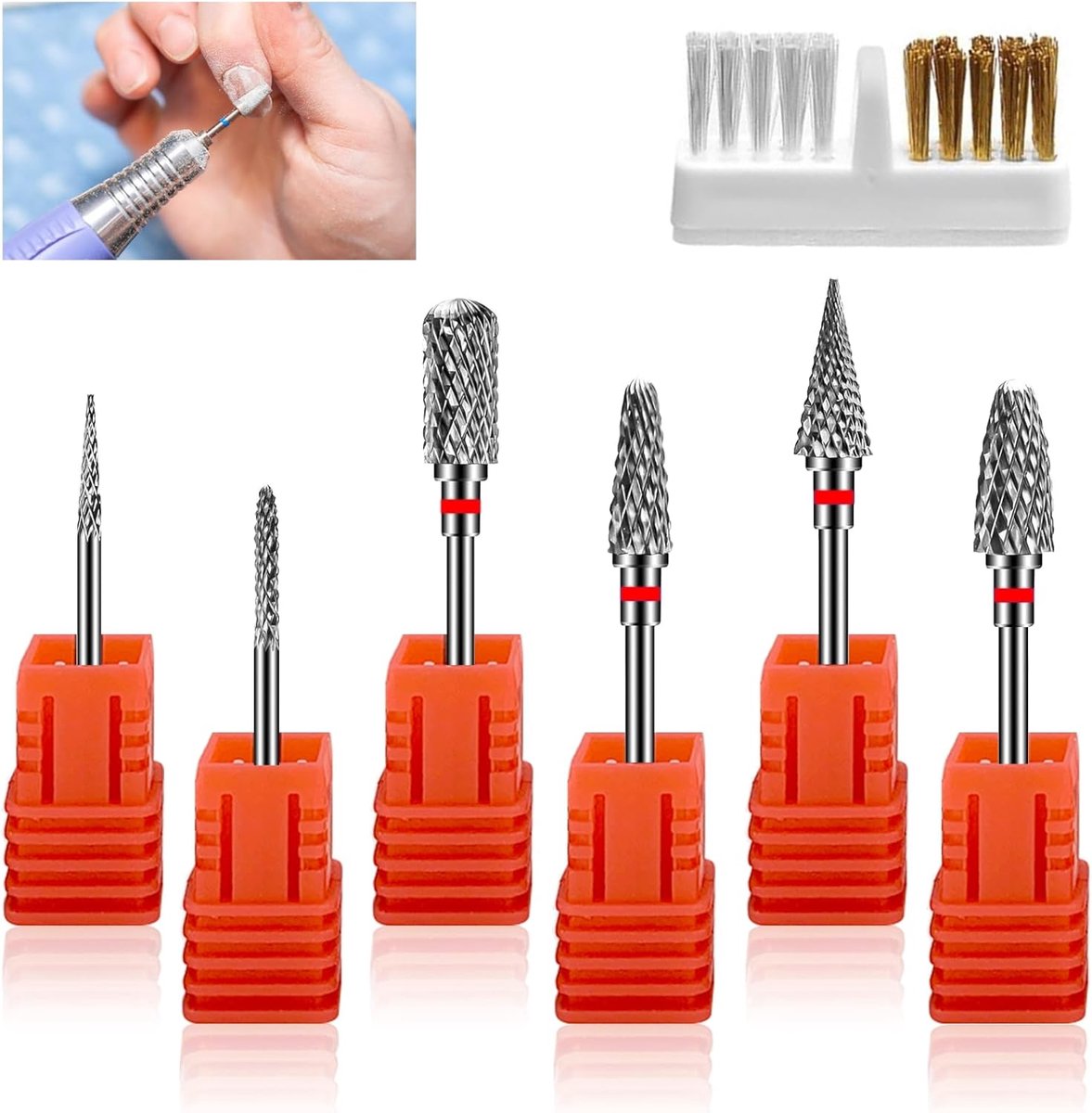 SnelShoppen - Nail Milling Bits Set 6 Stuks Professionele Nagelvijl Set voor Manicure Pedicure Tungsten Staal Bits voor Nauwkeurige Reiniging