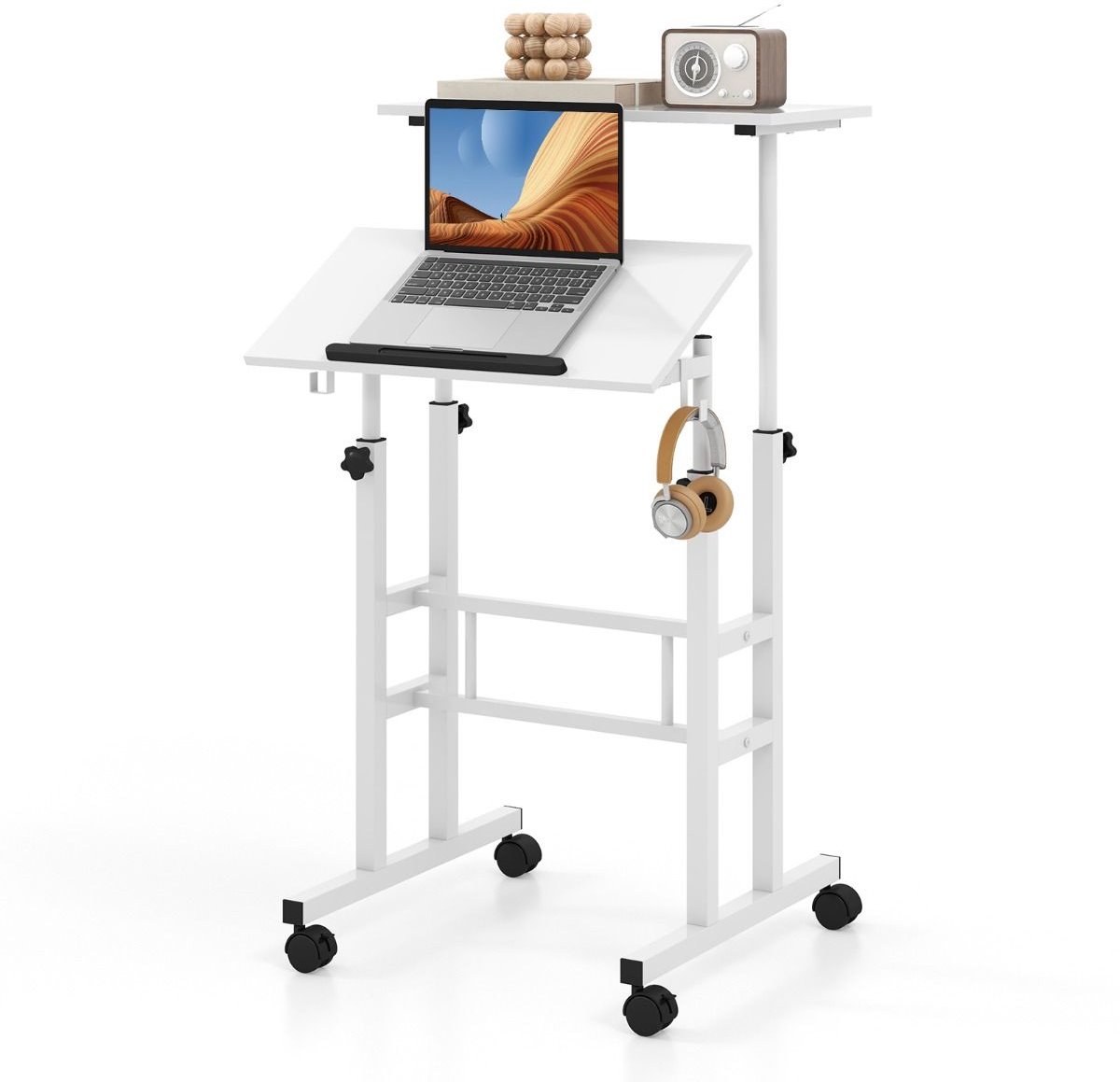Laptoptafel op Wielen - Bedtafeltje - Bijzettafel - Wit