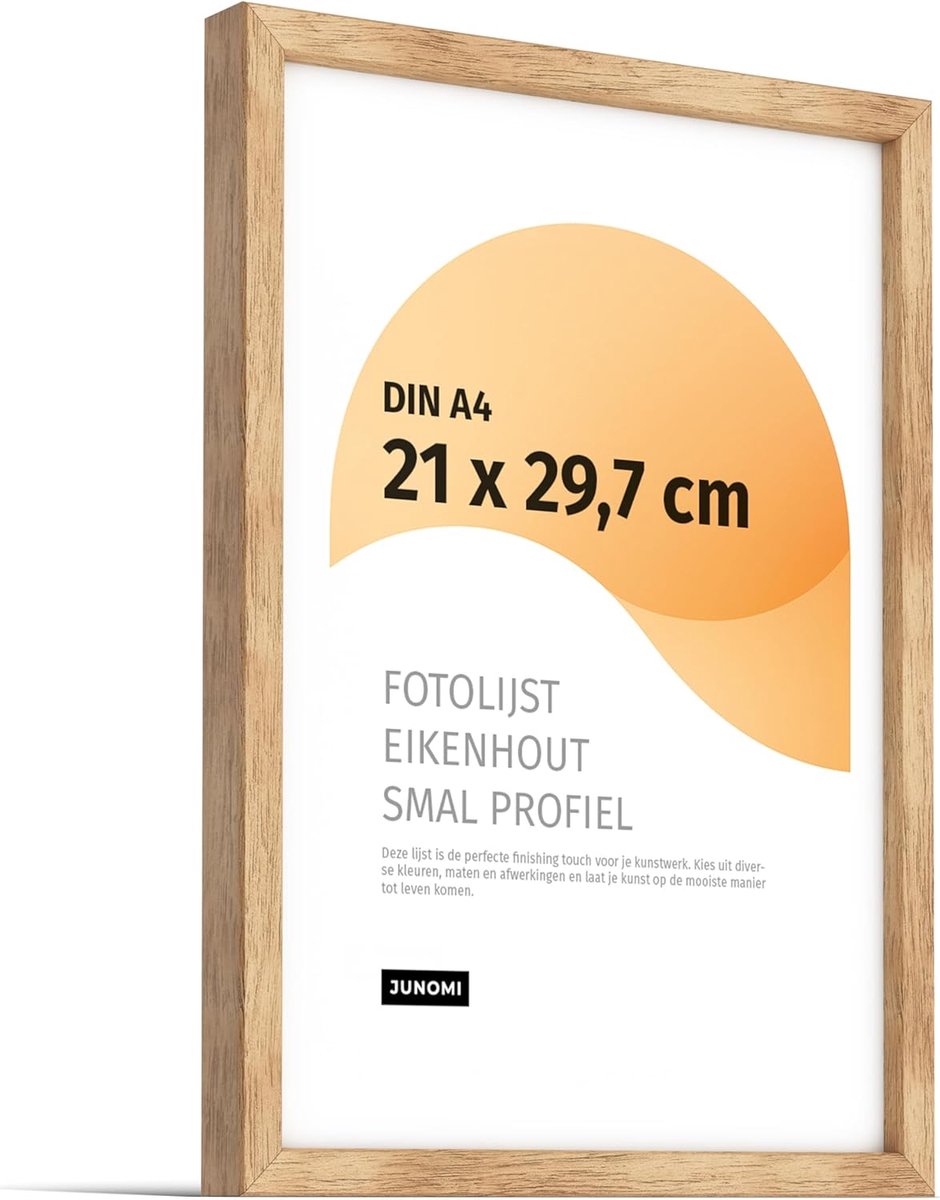SnelShoppen - Premium fotolijst DIN A4 (21 x 29,7 cm) | echt houten eiken fotolijst met onbreekbaar acrylglas | stijlvolle eiken lijst voor foto's en