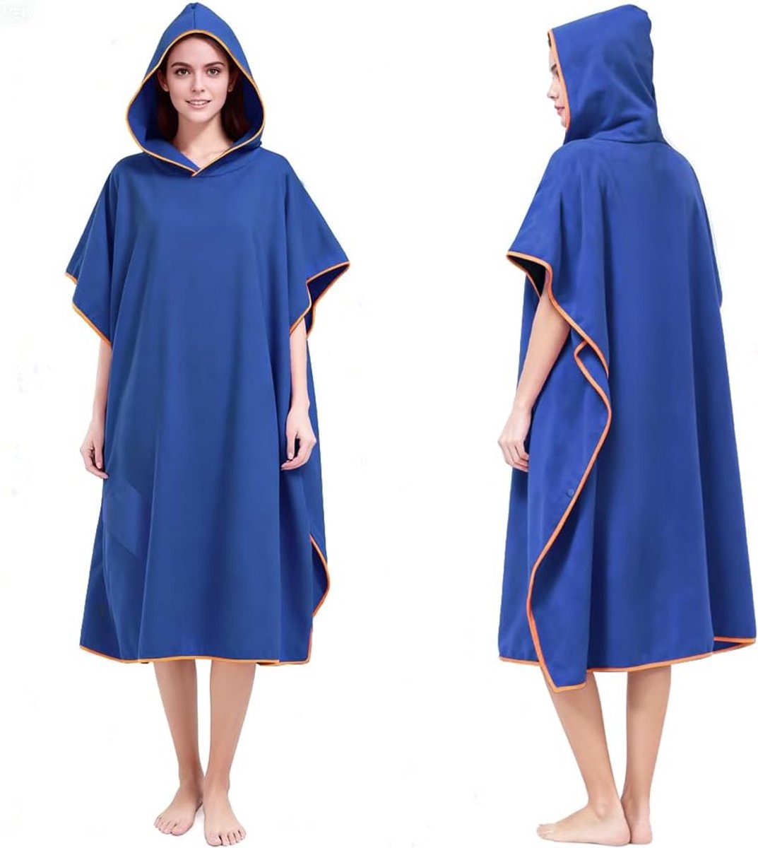 SnelShoppen - Extra Grote Microfiber Poncho Handdoek met Capuchon en Pocket - Comfortabele Verandertool voor Strand, Camping, Zwembad - Unisex Badcape