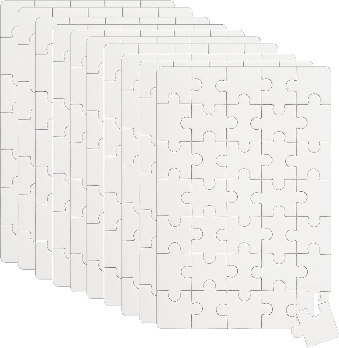 SnelShoppen - Set van 10 DIY Houten Puzzels Blanko voor Schilderen - 35 Stukken Mini Puzzels Witte Puzzels voor Kinderen - Creatief Spel en Activiteit