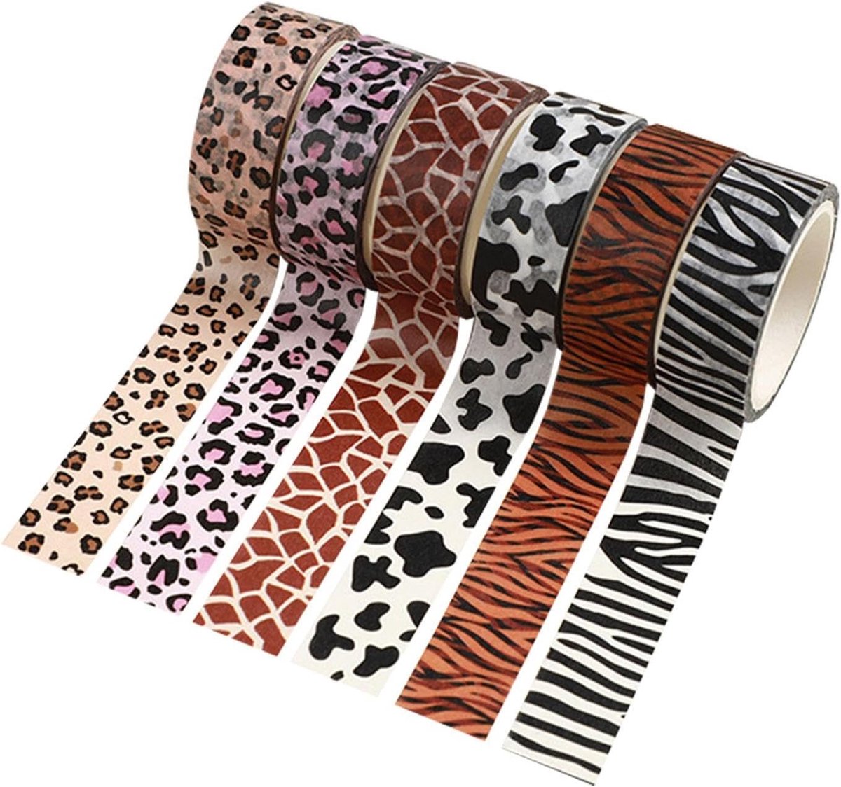 SnelShoppen - 6 Rollen Papier Tape met Dierenpatroon, Creatieve Decoratie Tape, Scrapbook Accessoires, Interessante Versiering voor Feest, Kinderen, k