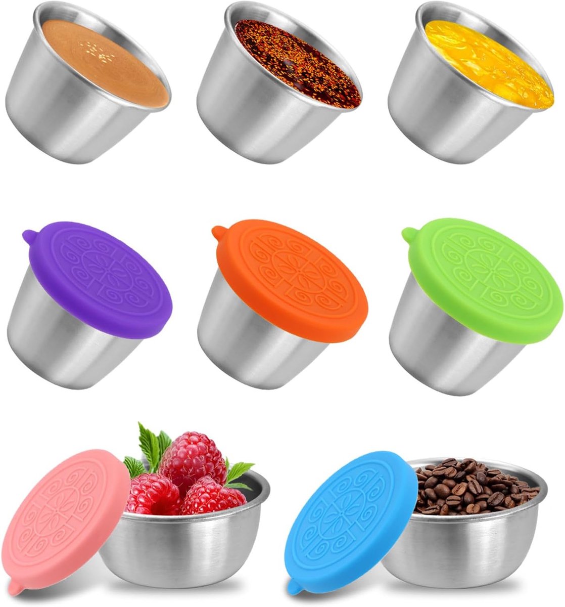 SnelShoppen - 6 Pack RVS Sausbekers 40ml - Lekvrije Dressing & Dip Cups met Deksel - Ideaal voor Lunch, Picknick & Reizen - Herbruikbare Stalen Dipsch