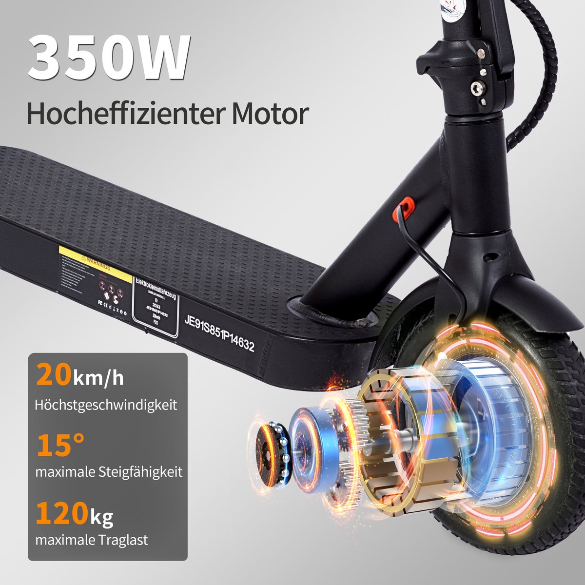 MIVRAY Elektrische Step – 8 5 Inch Klapbaar met ABE en Dubbel Remsysteem – 115 cm – Aluminium – – Voor Woon Werkverkeer Zwart