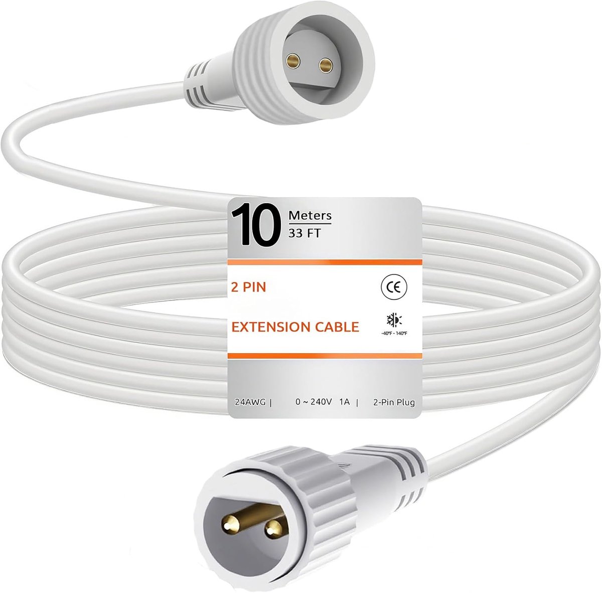 SnelShoppen - 10 m Outdoor Fairy Lights Extension Kabel - Waterdichte 2-Pin Verlengkabel voor LED Lampen - Perfect voor Kerst, Tuin, Feesten
