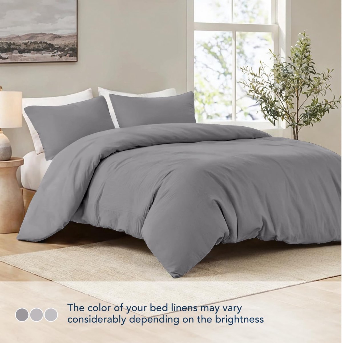SnelShoppen - Duvet Cover 200x200 cm met 2 Kussenslopen 50x70 cm - Antraciet - 100% Microfibre - Oeko TEX - Zacht & Ademend Beddegoed voor Volwassenen