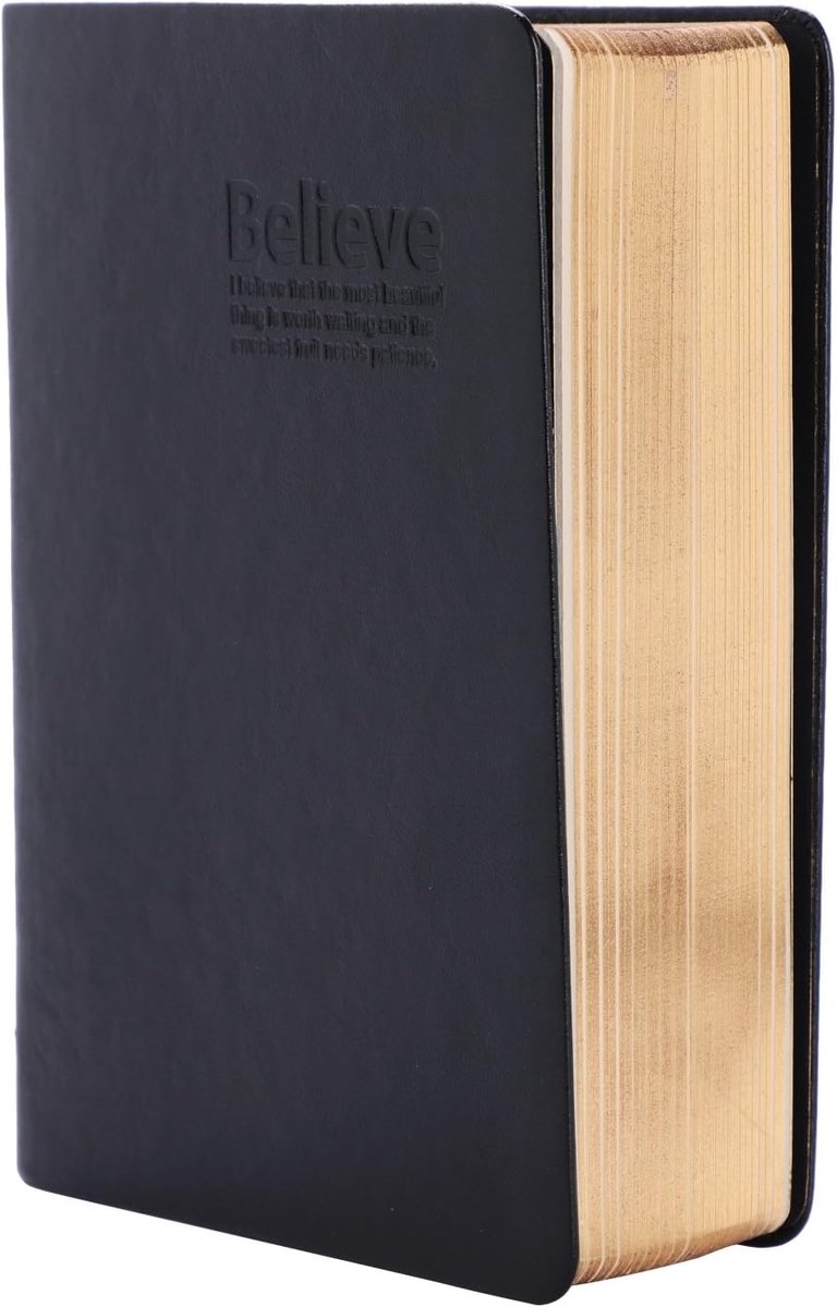 SnelShoppen - A6 Notitieboek, Comfortabele Zachte Leren Kaft, Bijbel Dagboek, Super Dikke Notitieblok, 240 Vel, Retro, Lege Schetsboek met Gouden Rand