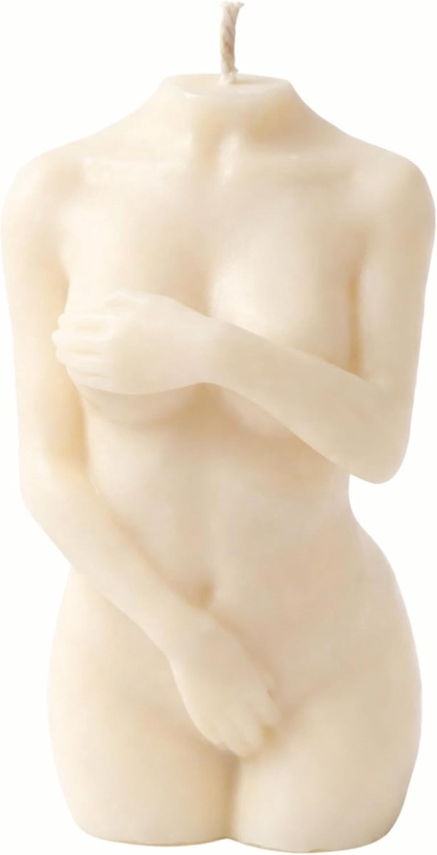 SnelShoppen - Curvy Body Torso Kaars - Duurzame Soy Wax Decoratieve Kaars Handmade Duitsland - 100% Vegan Vrouw - 5 x 5 x 10 cm - Artemis Cream