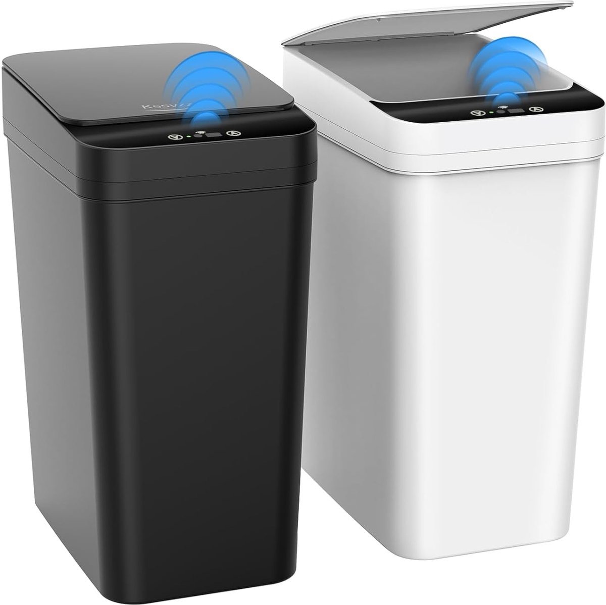 SnelShoppen - Set van 2 Kleine Vuilnisbakken 10L Modern Afvalbak voor Kantoor, Badkamer, Keuken, Slaapkamer (Zwart, Wit) met Slimme Sensor Technologie