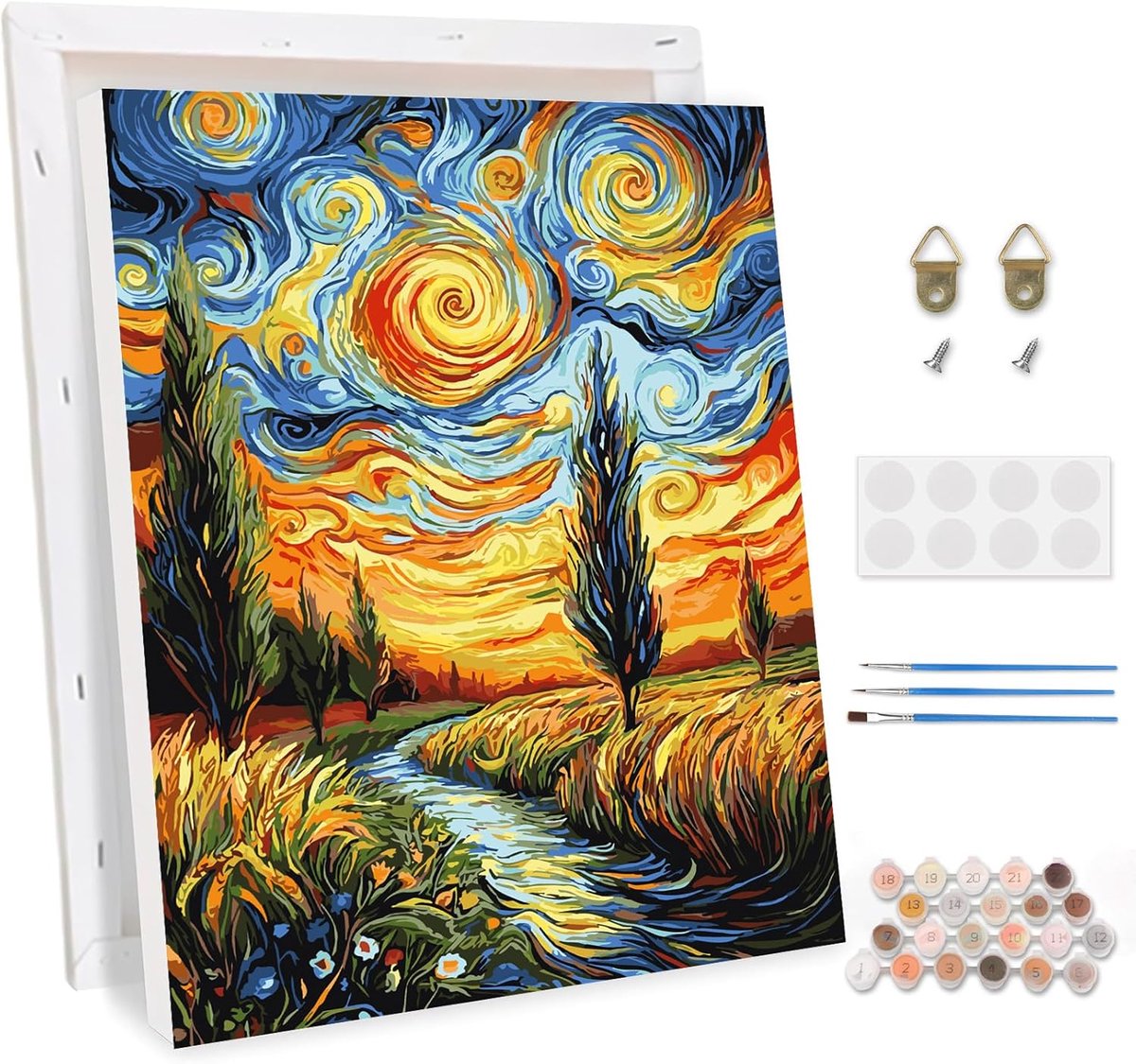 SnelShoppen - Paint by Numbers Set voor Volwassenen met Frame, Schilderen op Canvas voor Thuisdecoratie 30x40cm, Landschap met Acrylverf en 3 Penselen